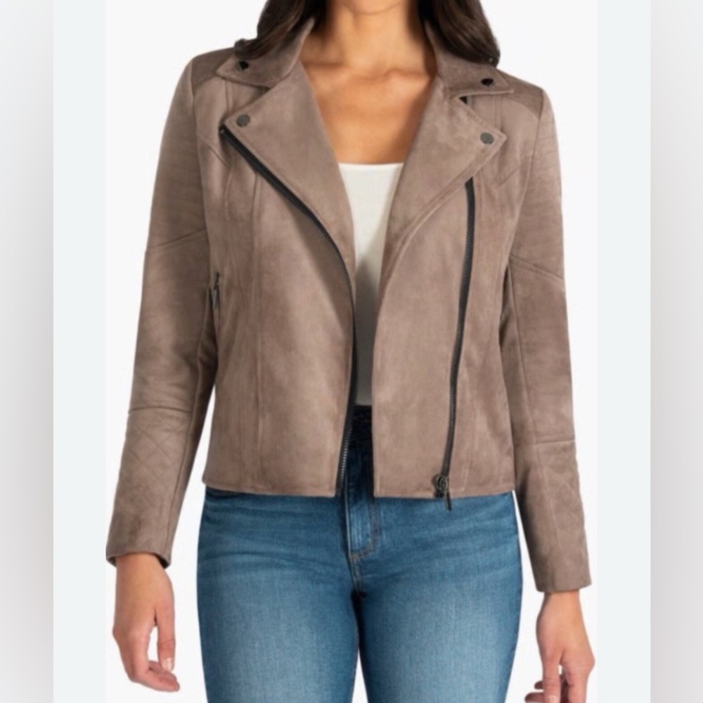 Kut from the Kloth Tan Faux Suede Moto Jacket - Picture 1 of 10
